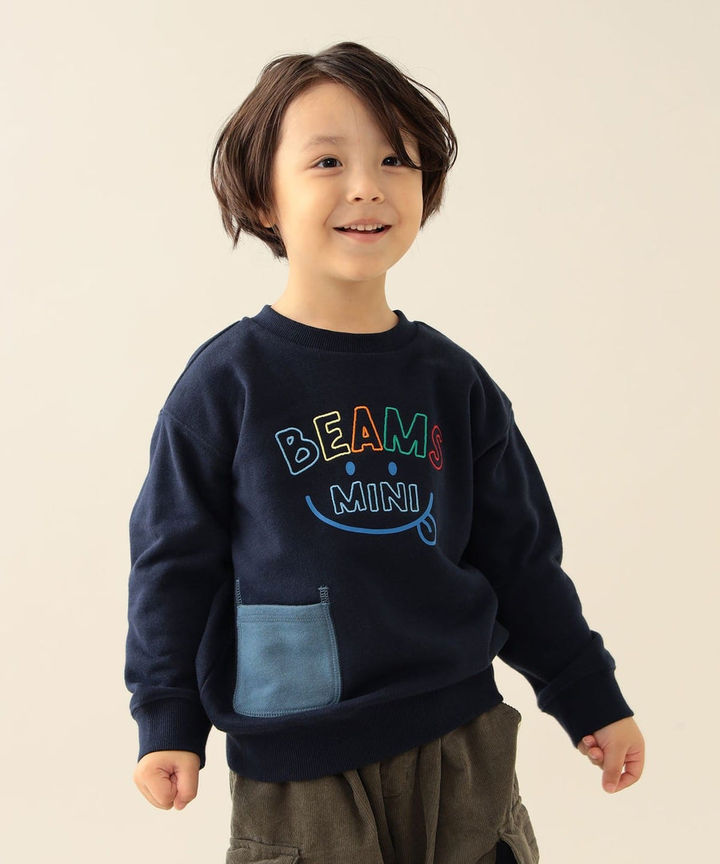 빔즈 키즈 티셔츠 일본 Beams 유아 맨투맨 스마일 자수 3컬러