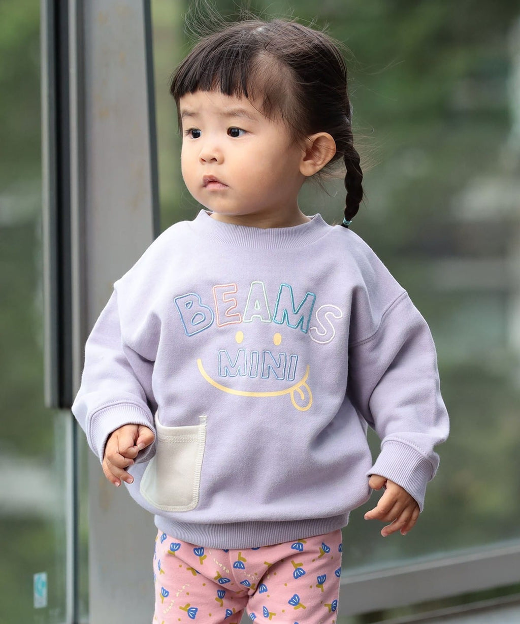 빔즈 키즈 티셔츠 일본 Beams 유아 맨투맨 스마일 자수 3컬러