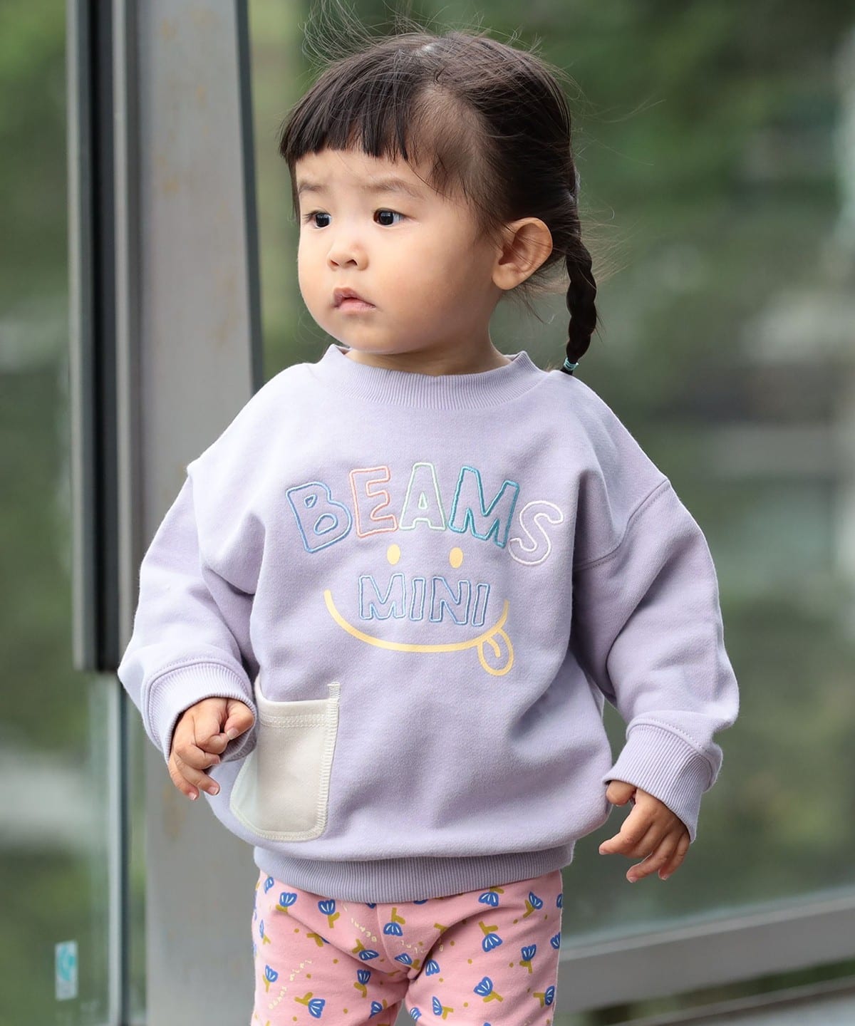 빔즈 키즈 티셔츠 일본 Beams 유아 맨투맨 스마일 자수 3컬러