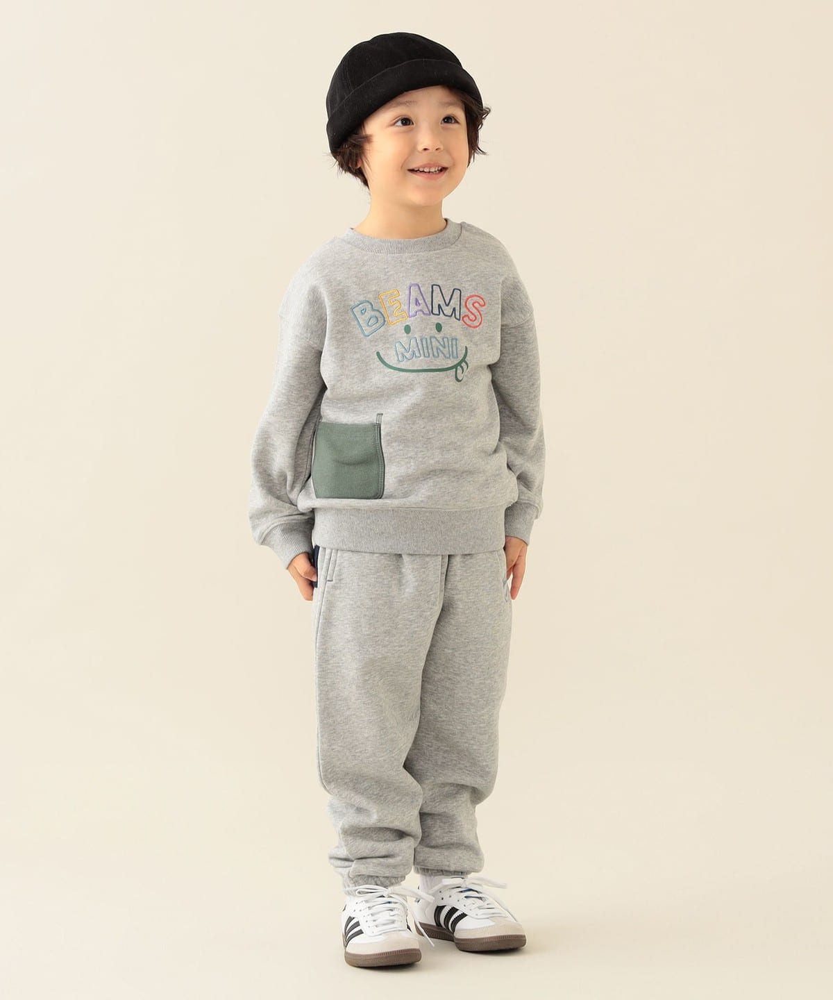 빔즈 키즈 티셔츠 일본 Beams 유아 맨투맨 스마일 자수 3컬러