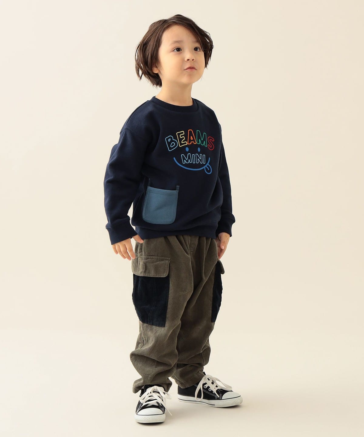 빔즈 키즈 티셔츠 일본 Beams 유아 맨투맨 스마일 자수 3컬러