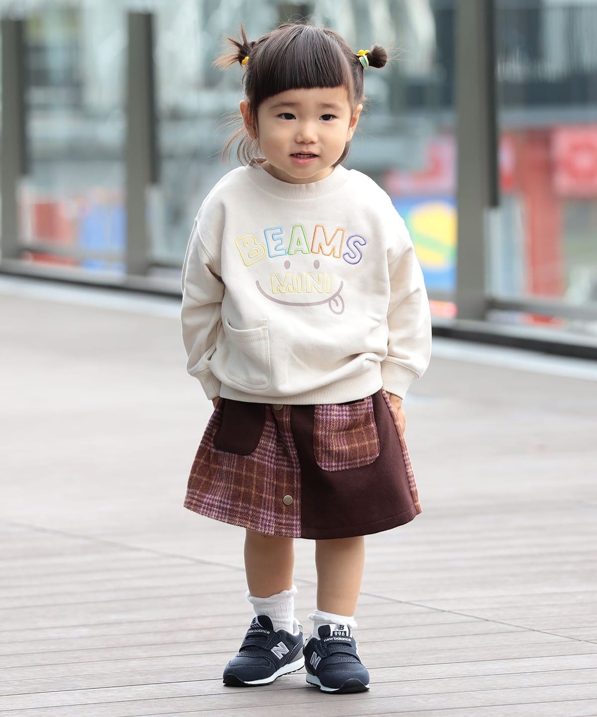 빔즈 키즈 티셔츠 일본 Beams 유아 맨투맨 스마일 자수 3컬러