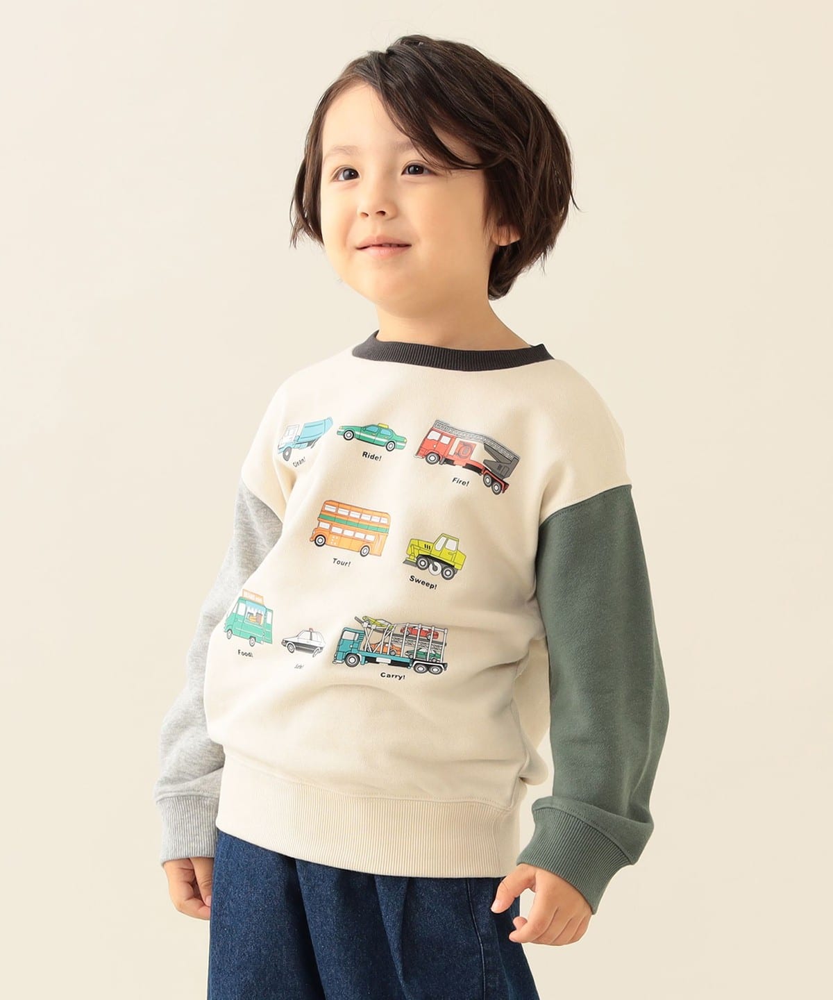 빔즈 키즈 티셔츠 일본 Beams 유아 맨투맨 자동차 프린트 긴팔티 3컬러