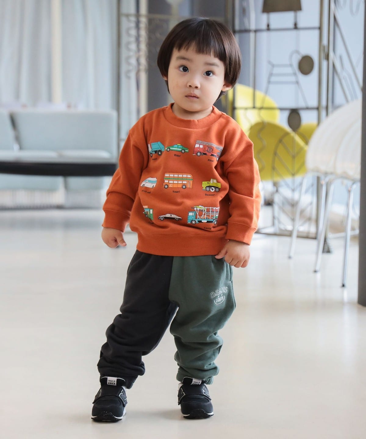 빔즈 키즈 티셔츠 일본 Beams 유아 맨투맨 자동차 프린트 긴팔티 3컬러