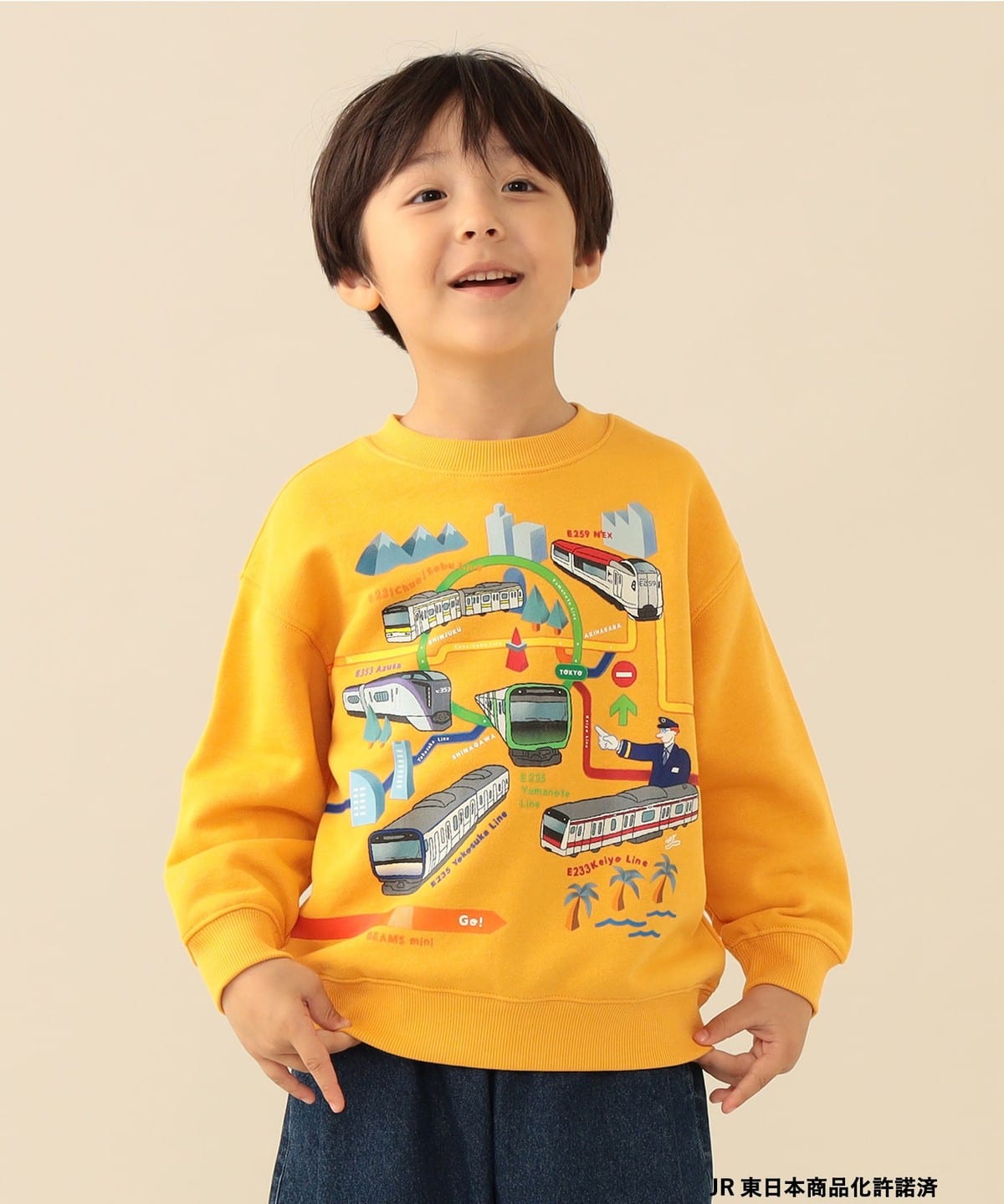 빔즈 키즈 긴팔 일본 BEAMS JR 지하철선 풀오버 맨투맨 티셔츠 3컬러