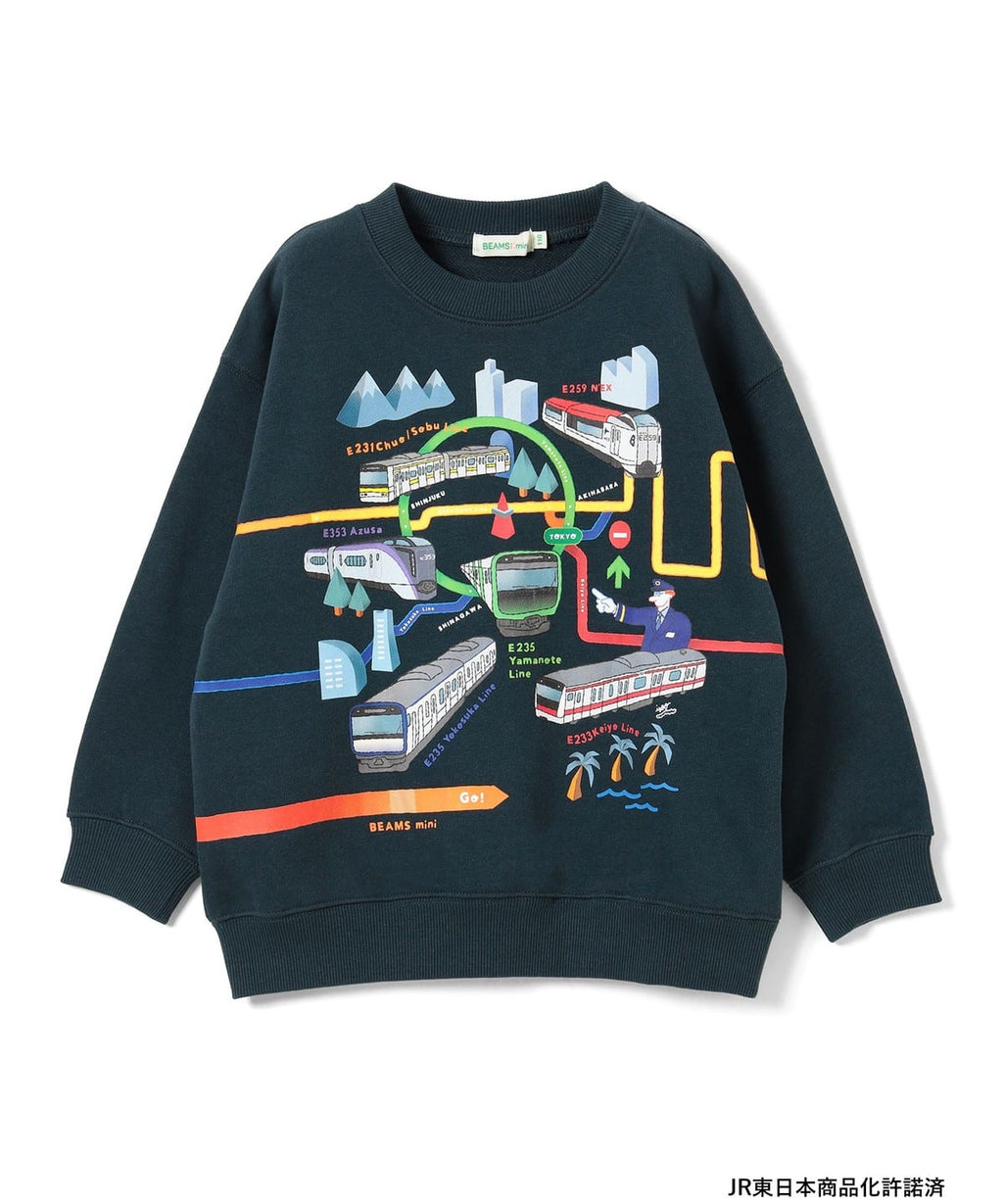 빔즈 키즈 긴팔 일본 BEAMS JR 지하철선 풀오버 맨투맨 티셔츠 3컬러