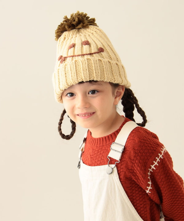 빔즈 키즈 모자 일본 비니 방울모자 스마일 퐁퐁 미니와치 4컬러