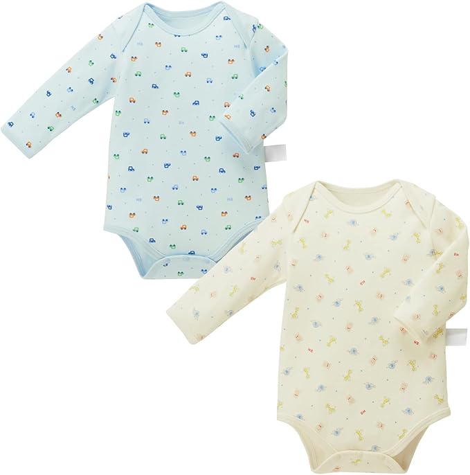 미키하우스 티셔츠 일본 신생아 바디수트 핫비스킷 긴팔 베이비 내의 2장 세트 2컬러