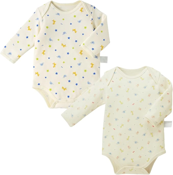 미키하우스 티셔츠 일본 신생아 바디수트 핫비스킷 긴팔 베이비 내의 2장 세트 2컬러