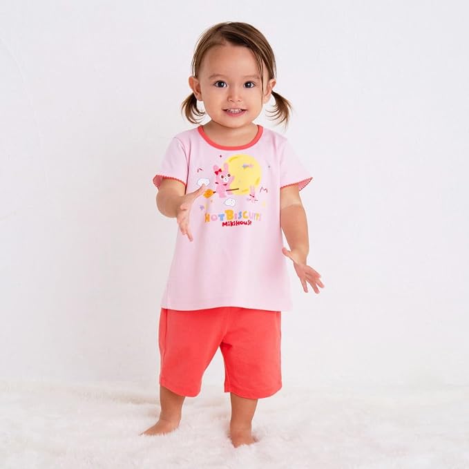 미키하우스 티셔츠 일본 키즈 잠옷 핫비스킷 베이비 반팔 반바지 세트 2컬러