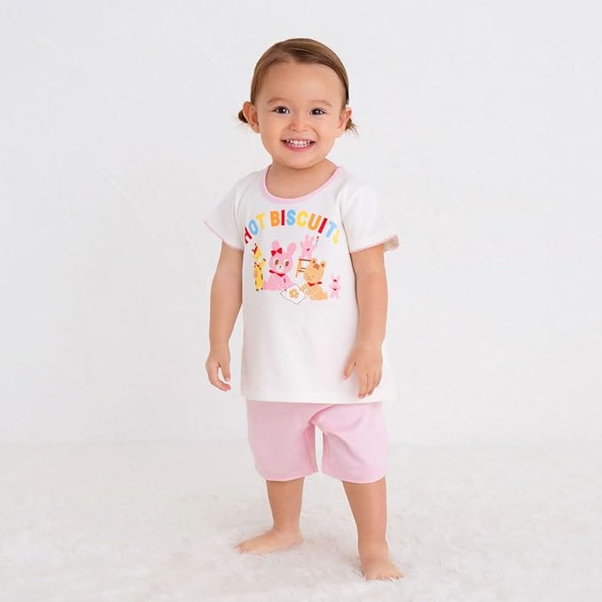 미키하우스 티셔츠 일본 키즈 잠옷 핫비스킷 베이비 반팔 반바지 세트 2컬러
