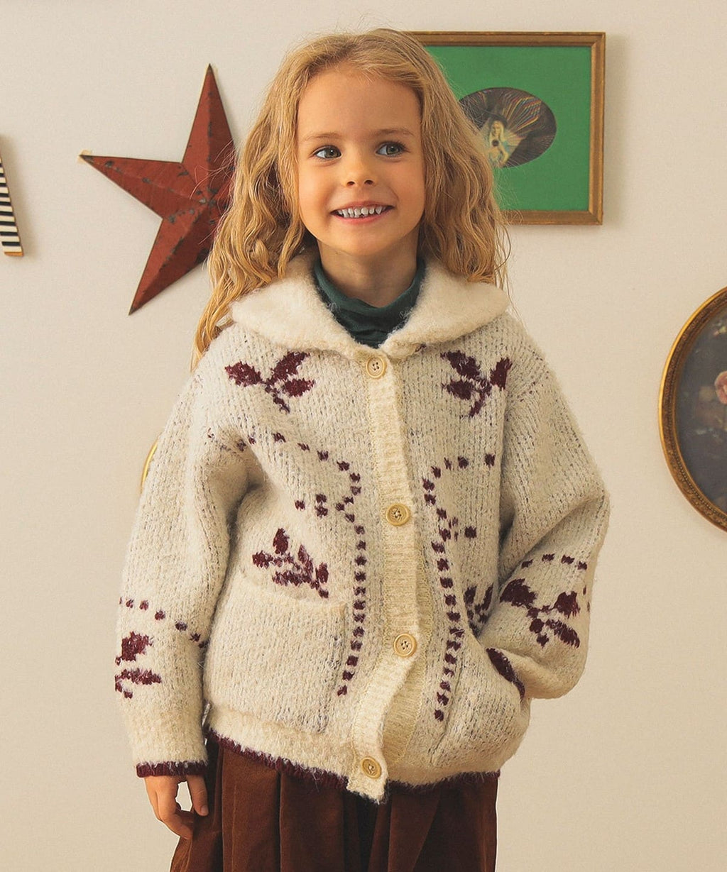 빔즈 키즈 가디건 일본 Beams 유아 카디건 부쿠레 자카드 2컬러