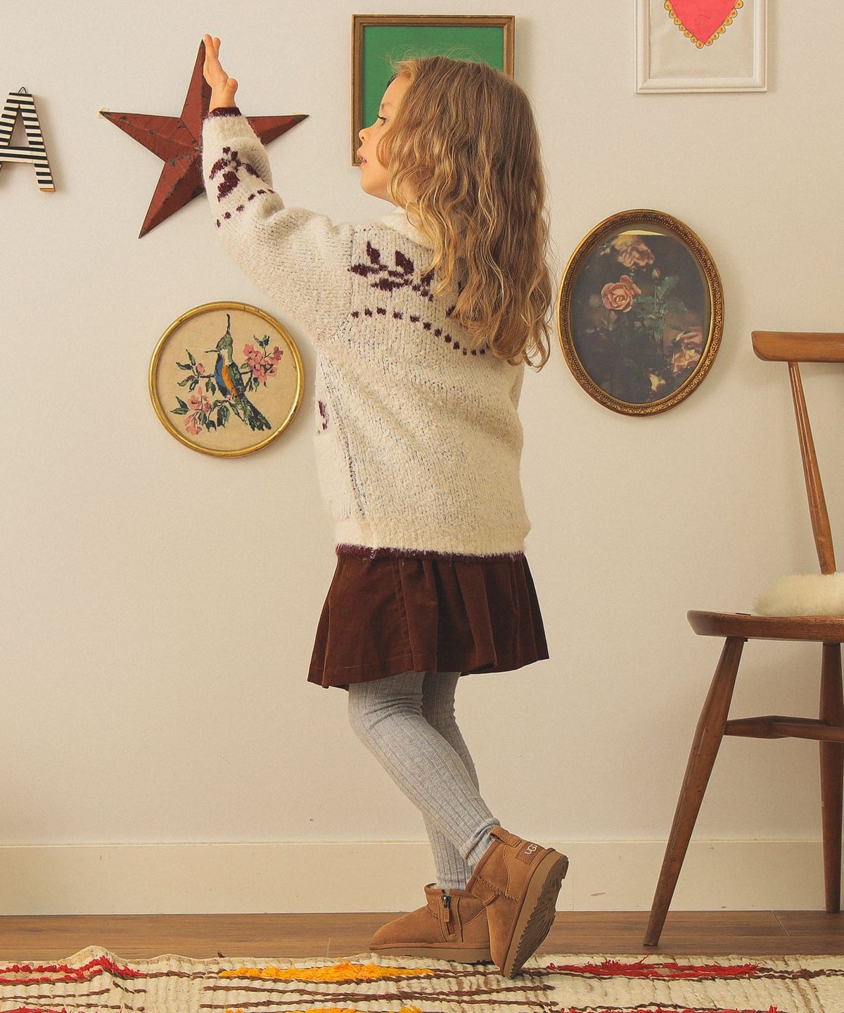 빔즈 키즈 가디건 일본 Beams 유아 카디건 부쿠레 자카드 2컬러