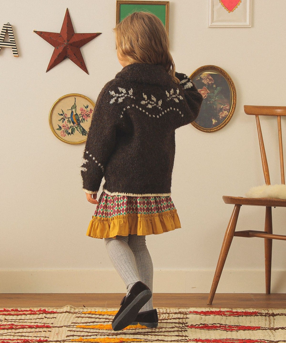 빔즈 키즈 가디건 일본 Beams 유아 카디건 부쿠레 자카드 2컬러