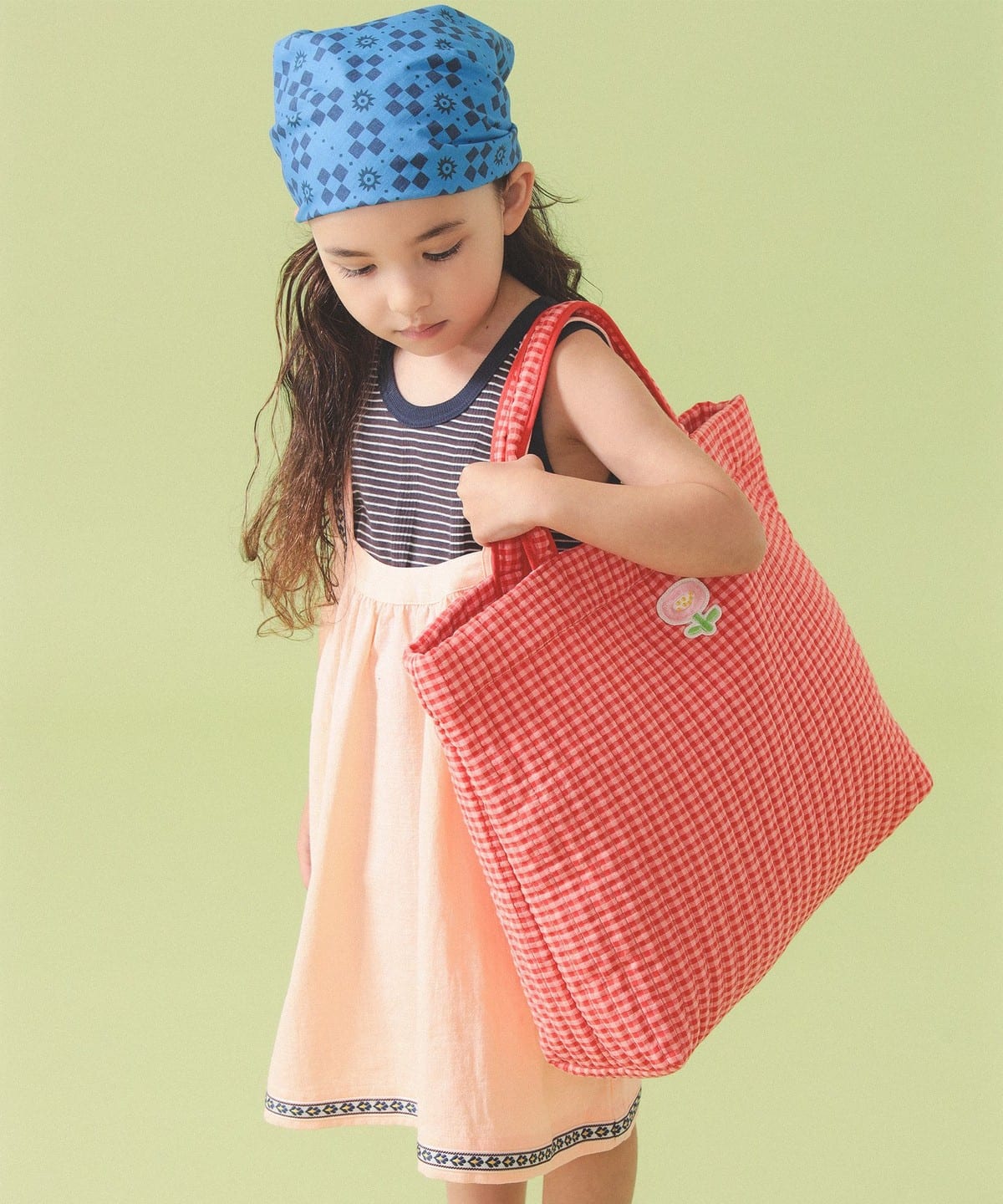 빔즈 키즈 가방 일본 Beams 유아 토트백 클래스 체크무늬 2컬러