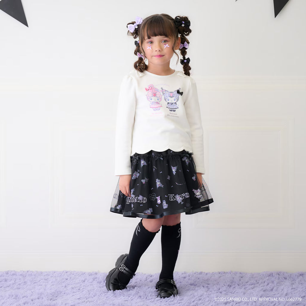 Mezzo Piano Kids T-Shirt Japanese Mezzo Piano Sanrio My Melody Scallop Long Sleeve T-Shirt 