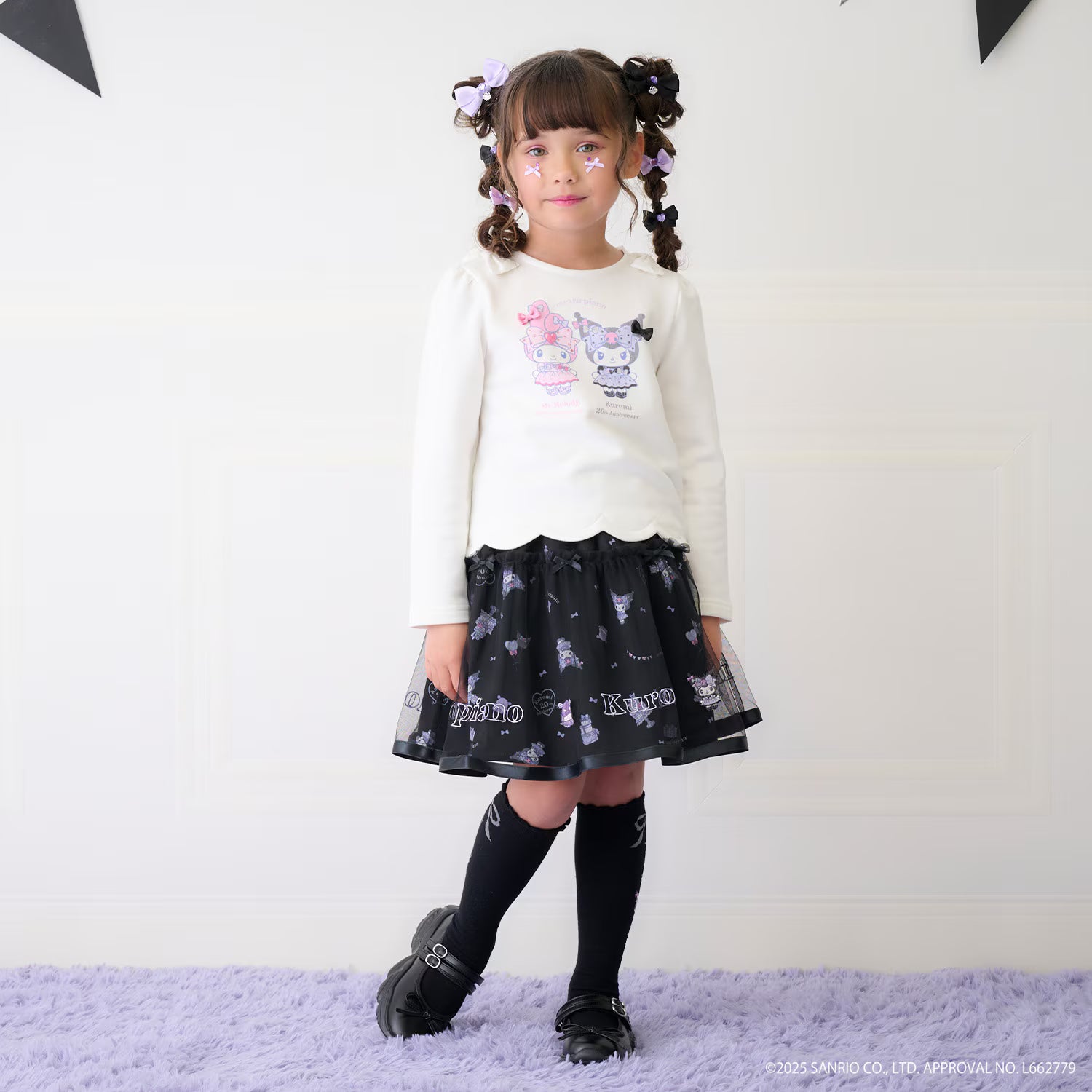 Mezzo Piano Kids T-Shirt Japanese Mezzo Piano Sanrio My Melody Scallop Long Sleeve T-Shirt 