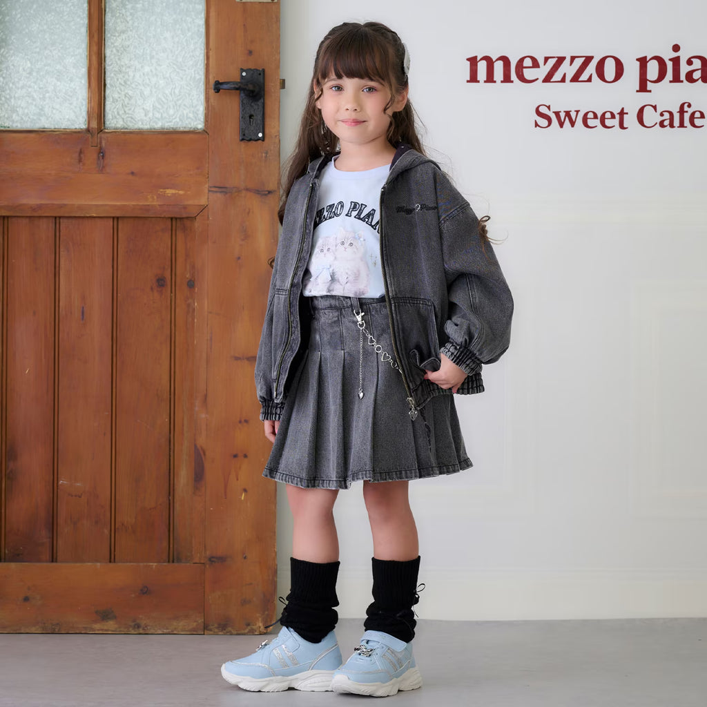 Mezzo Piano Kids Jacket Japanese Mezzo Piano Denim Simple Blue Jacket Jumper Jacket in 2 Colors 