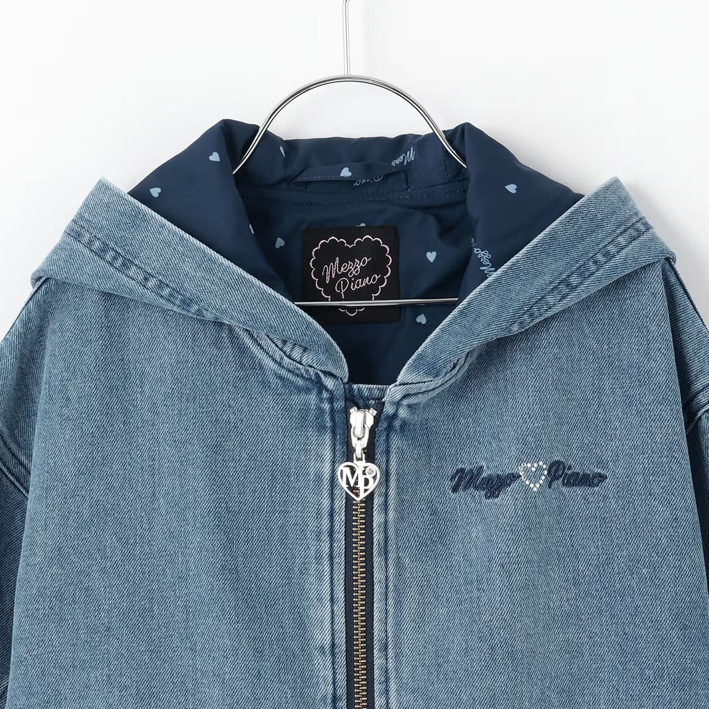 Mezzo Piano Kids Jacket Japanese Mezzo Piano Denim Simple Blue Jacket Jumper Jacket in 2 Colors 