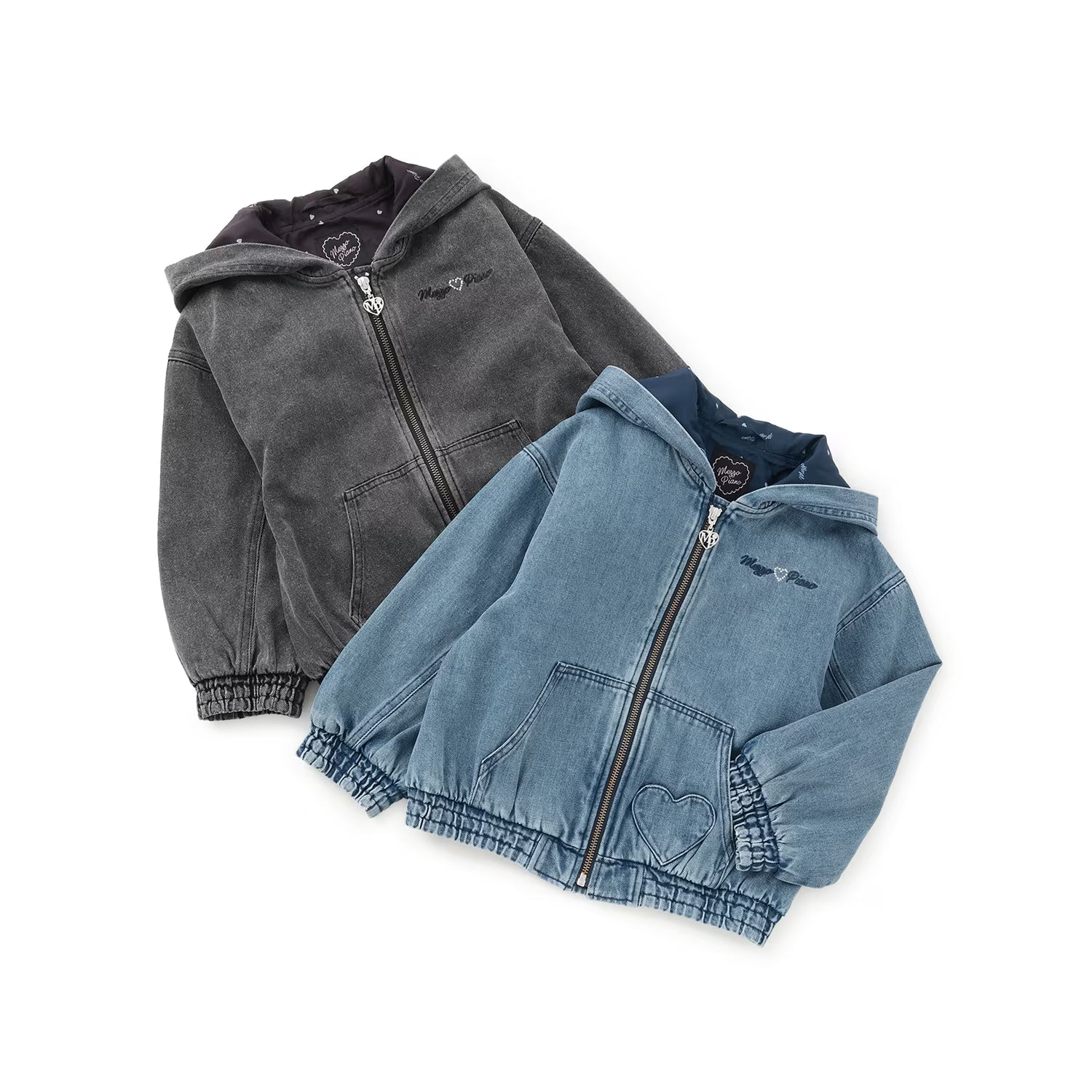 Mezzo Piano Kids Jacket Japanese Mezzo Piano Denim Simple Blue Jacket Jumper Jacket in 2 Colors 