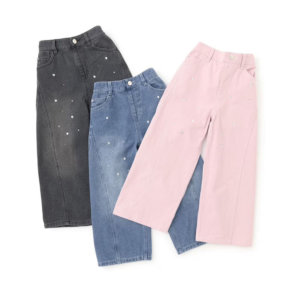 mezzo piano 키즈 바지 일본 메조피아노 청바지 데님 트일 와이드 팬츠 3컬러