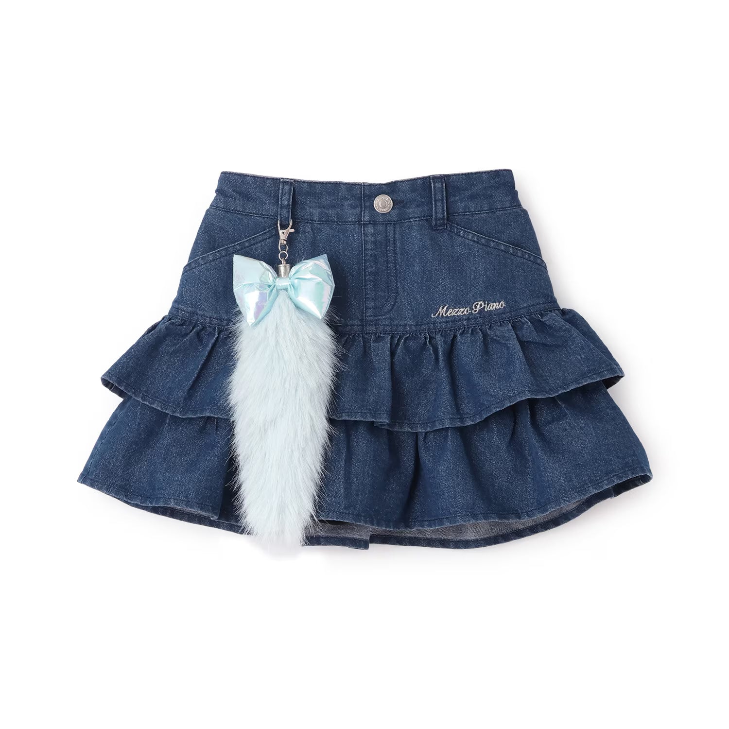 Mezzo Piano Kids Skirt Japanese Mezzo Piano Lame Denim Frill Skirt 2 Colors 