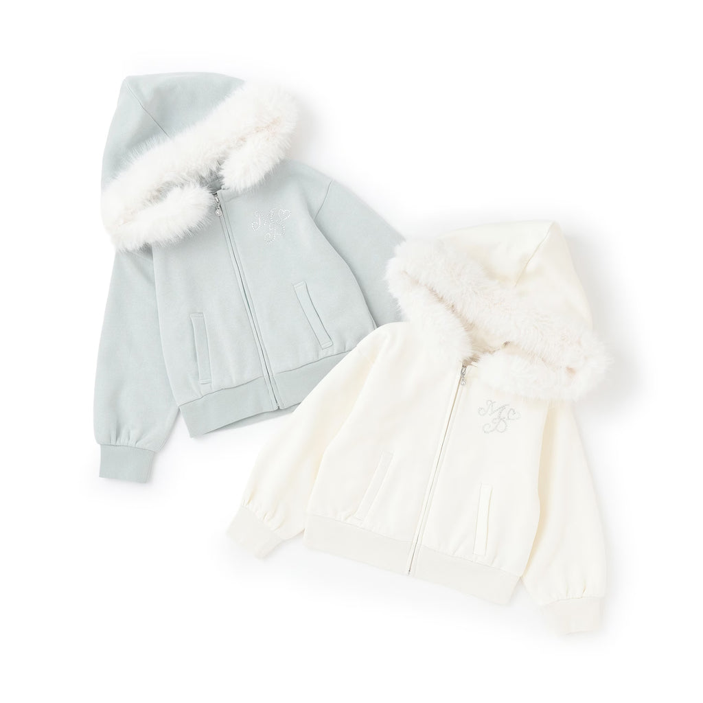 mezzo piano 키즈 자켓 일본 메조피아노 페이크 모피 집업 후드 재킷 2컬러