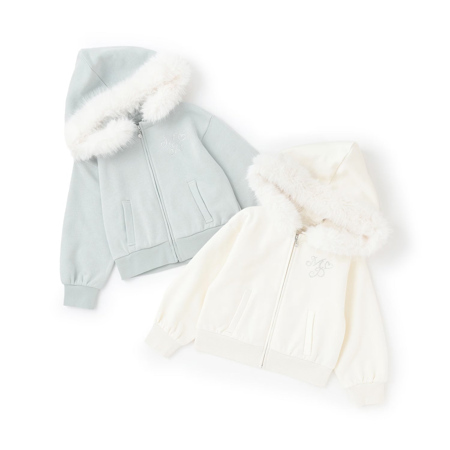 Mezzo Piano Kids Jacket Japanese Mezzo Piano Faux Fur Zip-Up Hooded Jacket in 2 Colors 