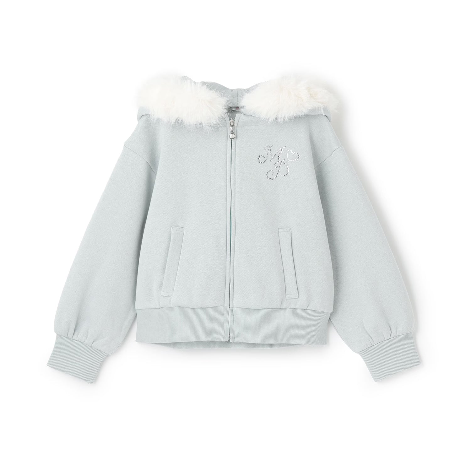 Mezzo Piano Kids Jacket Japanese Mezzo Piano Faux Fur Zip-Up Hooded Jacket in 2 Colors 