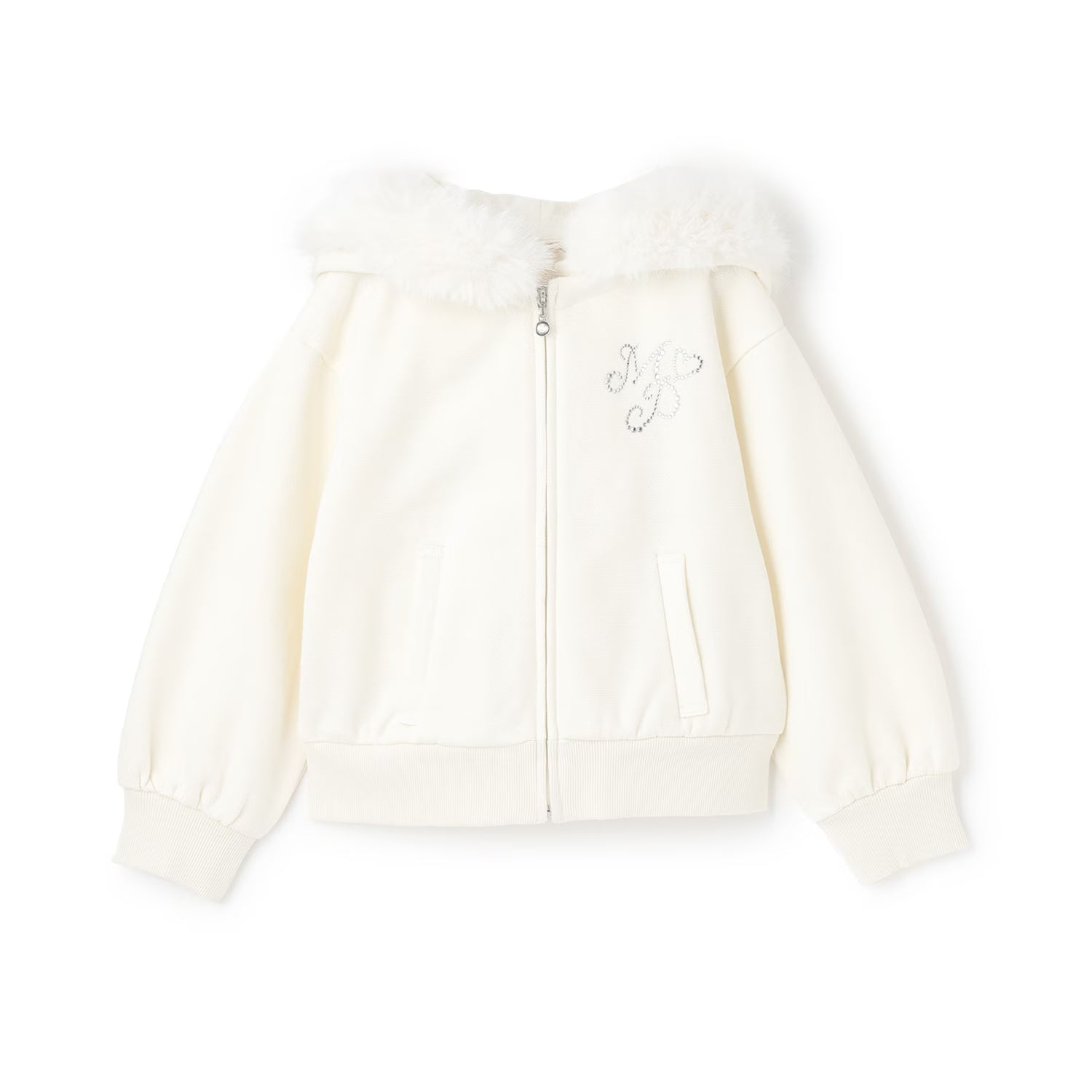 Mezzo Piano Kids Jacket Japanese Mezzo Piano Faux Fur Zip-Up Hooded Jacket in 2 Colors 