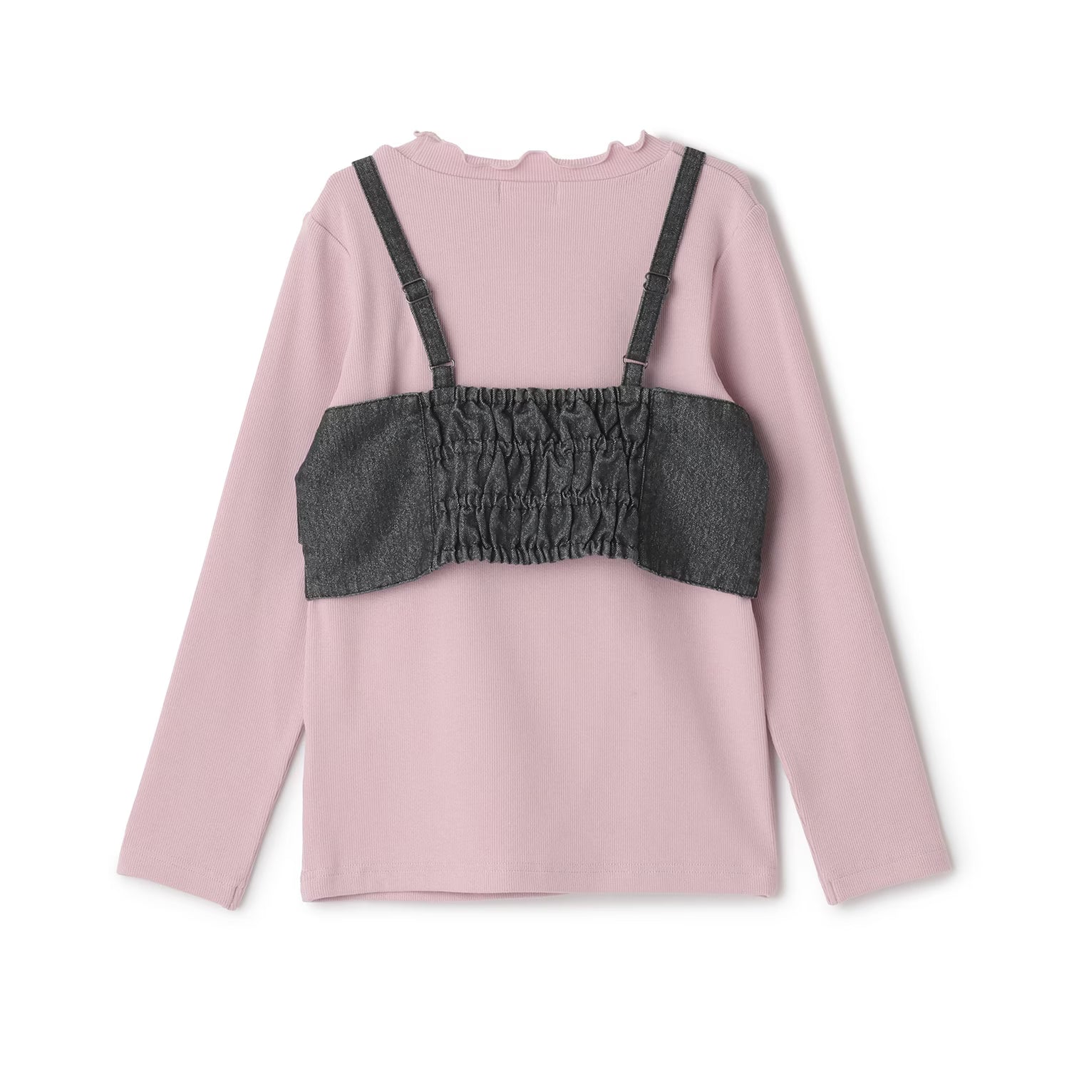 Mezzo Piano Kids T-shirt Japanese Mezzo Piano Lame Denim Ribbon Long Sleeve T-shirt Set (2 Colors) 