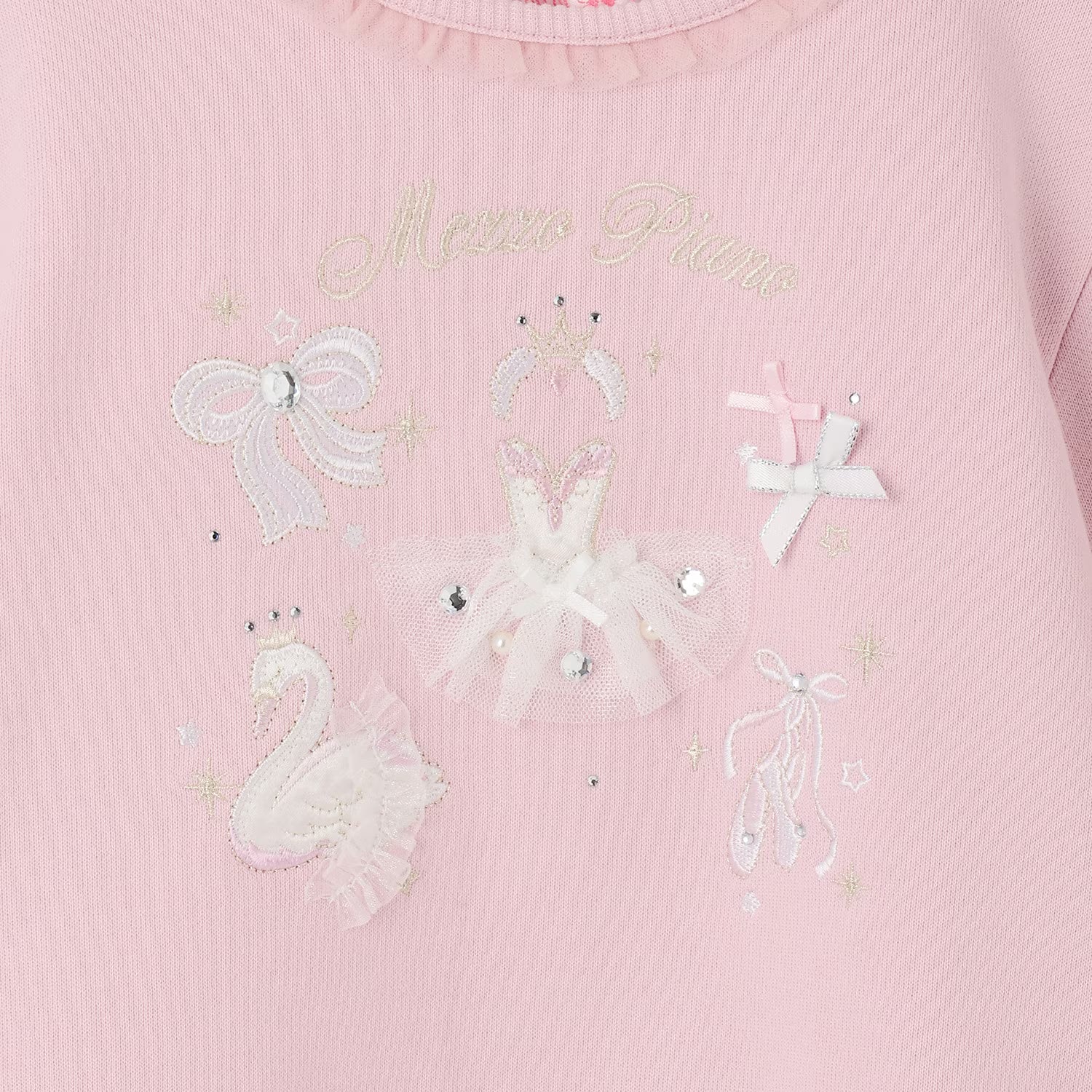 Mezzo Piano Kids T-Shirt Japanese Mezzo Piano Man-to-Man Ballerina Embroidery Trainer Long Sleeve T-Shirt 2 Colors 