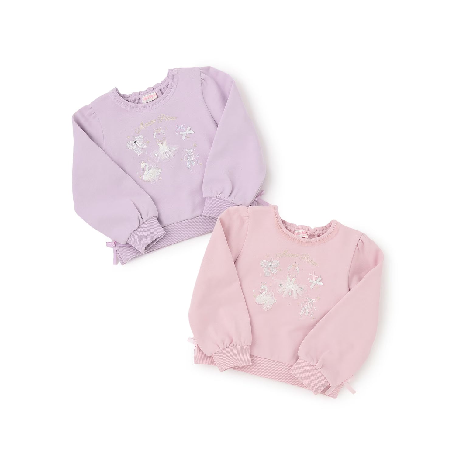 Mezzo Piano Kids T-Shirt Japanese Mezzo Piano Man-to-Man Ballerina Embroidery Trainer Long Sleeve T-Shirt 2 Colors 