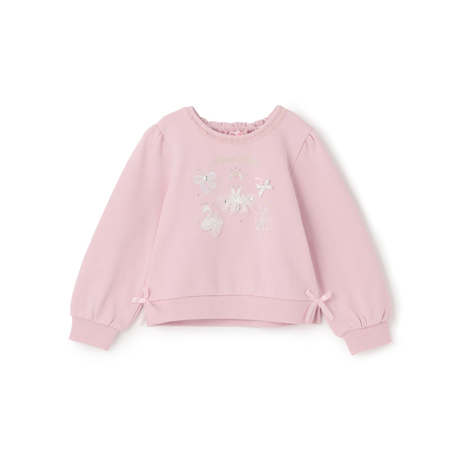 Mezzo Piano Kids T-Shirt Japanese Mezzo Piano Man-to-Man Ballerina Embroidery Trainer Long Sleeve T-Shirt 2 Colors 