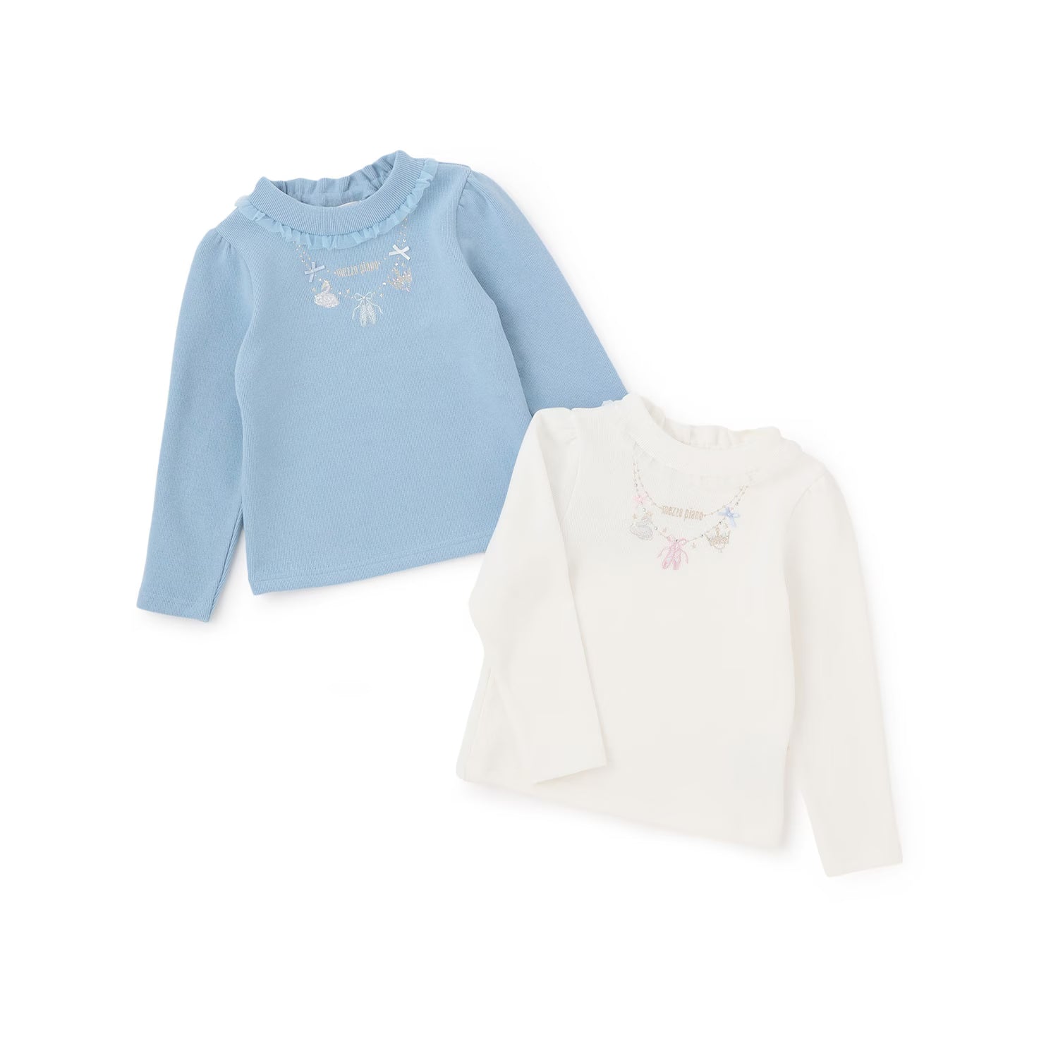 Mezzo Piano Kids T-Shirt Japanese Mezzo Piano Long Sleeve T-Shirt Petite Necklace Embroidery Design 2 Colors 