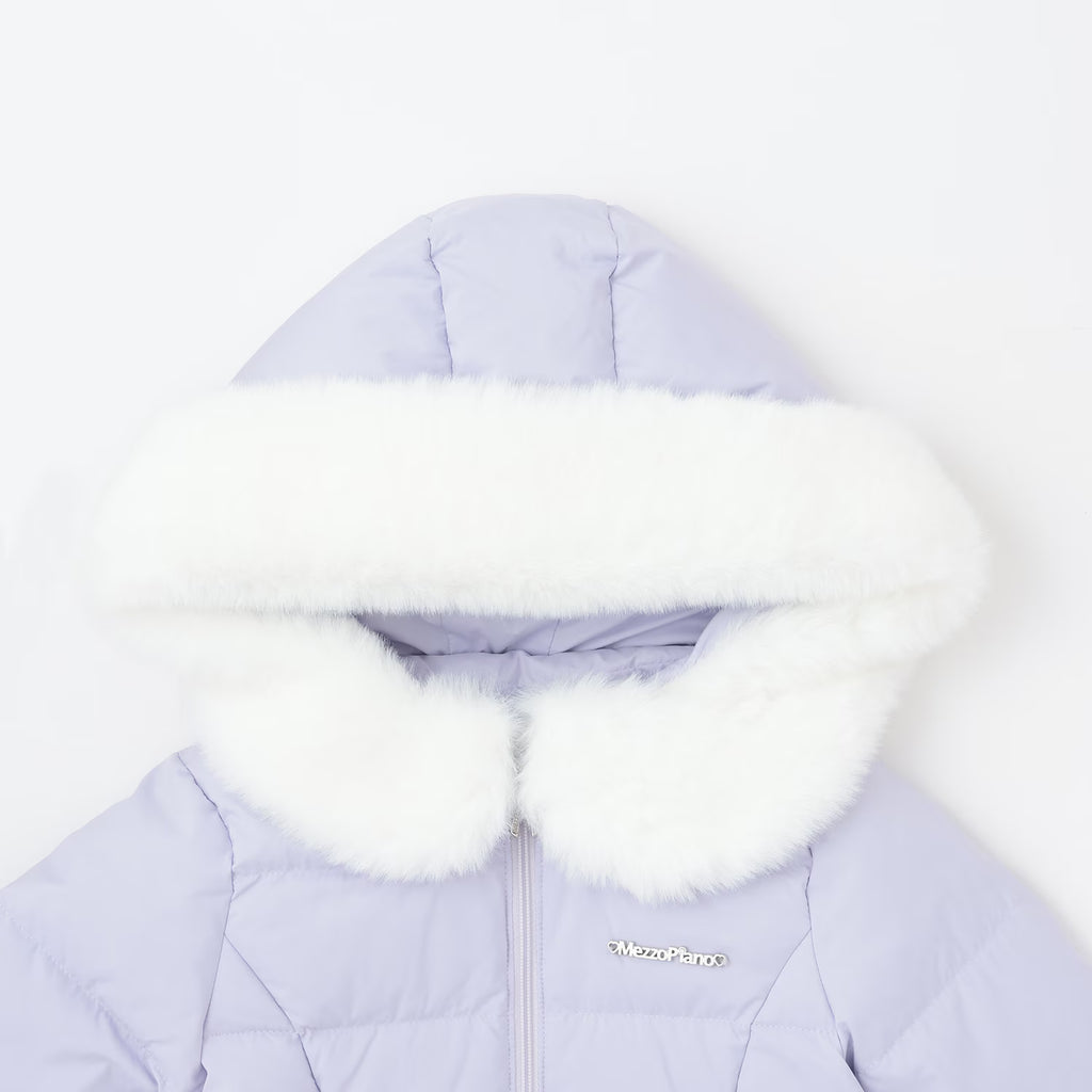 mezzo piano 키즈 패딩 일본 메조피아노 페이크 모피 후드 2컬러