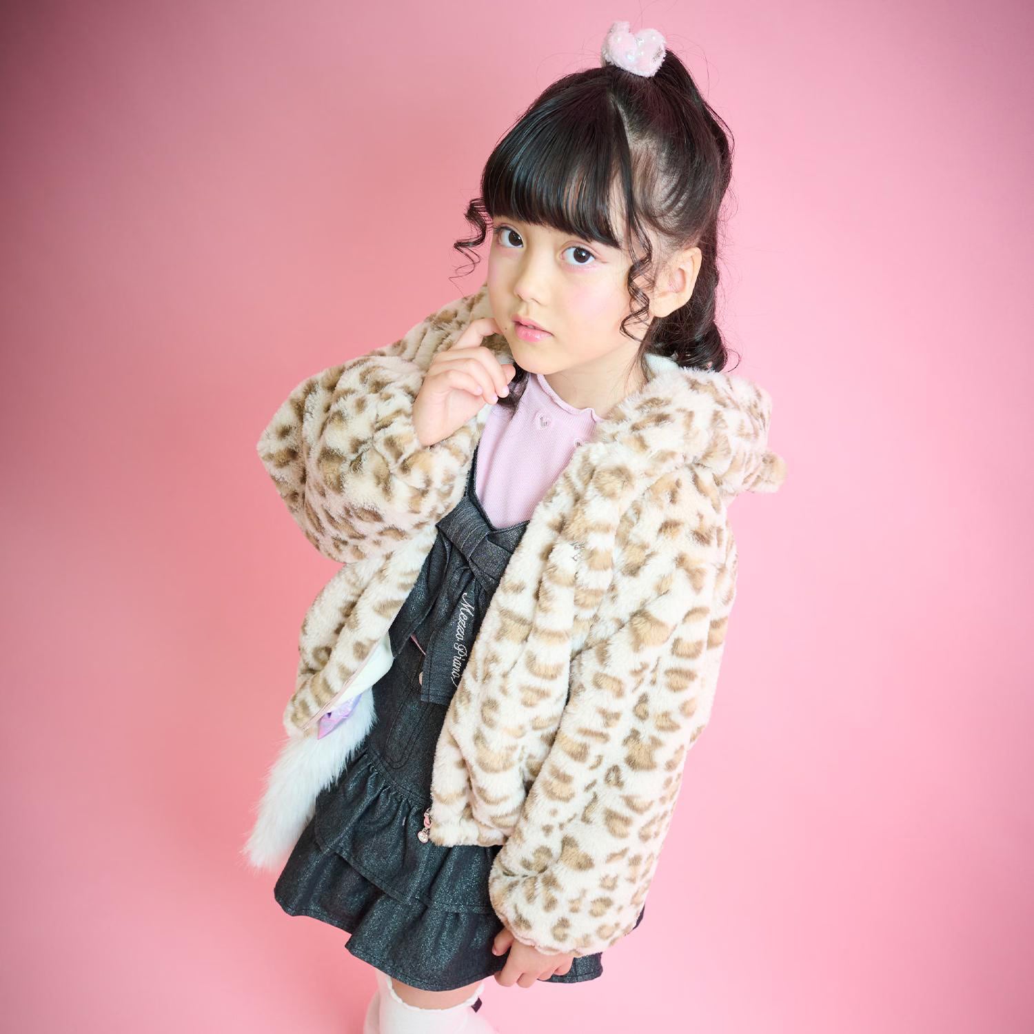 Mezzo Piano Kids Jacket Japanese Mezzo Piano Leopard Print Faux Fur Blouson 