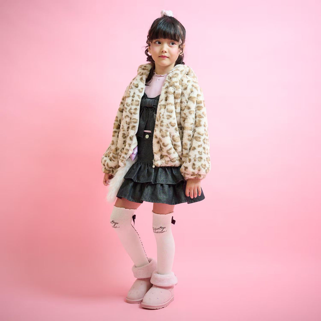mezzo piano 키즈 자켓 일본 메조피아노 레오파드 무늬 페이크 모피 블루종