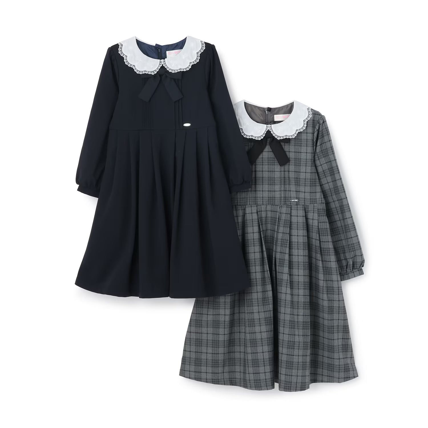 Mezzo Piano Kids Skirt Japanese Mezzo Piano Cutwork Simple Embroidery One-Piece Dress in 2 Colors 