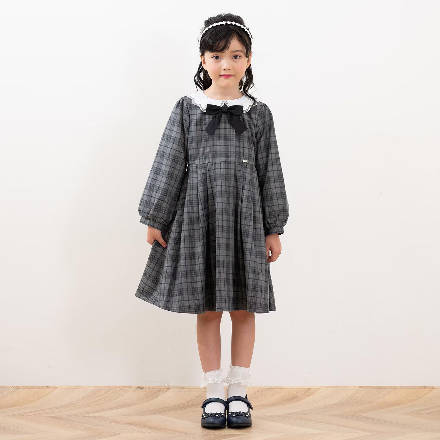 Mezzo Piano Kids Skirt Japanese Mezzo Piano Cutwork Simple Embroidery One-Piece Dress in 2 Colors 
