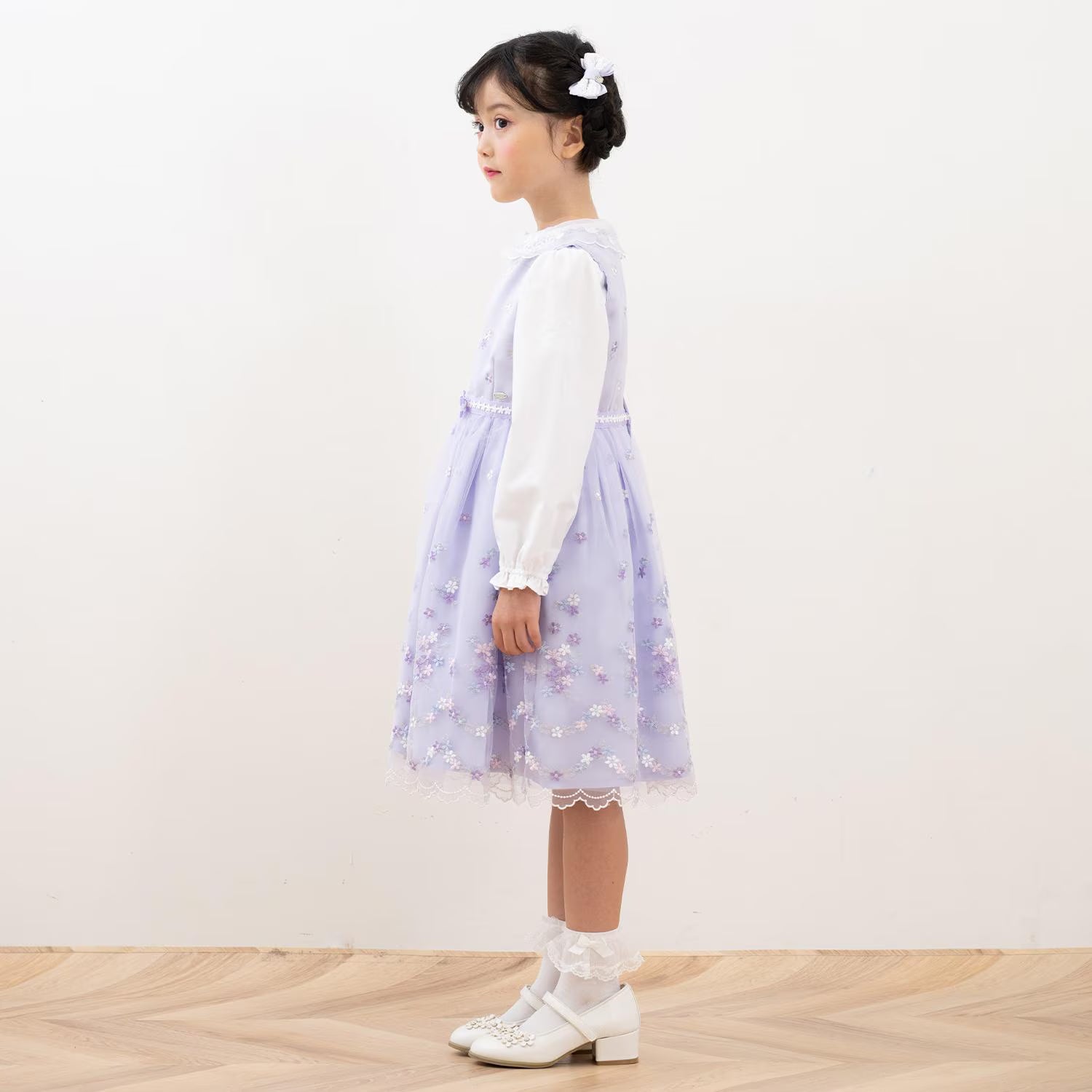 Mezzo Piano Kids Skirt Japanese Mezzo Piano Embroidered Flower Pattern One-Piece 2 Colors 