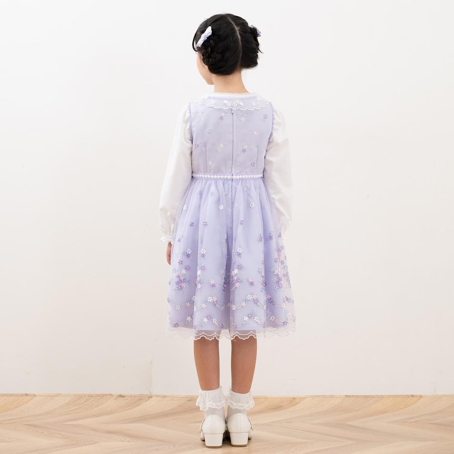 Mezzo Piano Kids Skirt Japanese Mezzo Piano Embroidered Flower Pattern One-Piece 2 Colors 