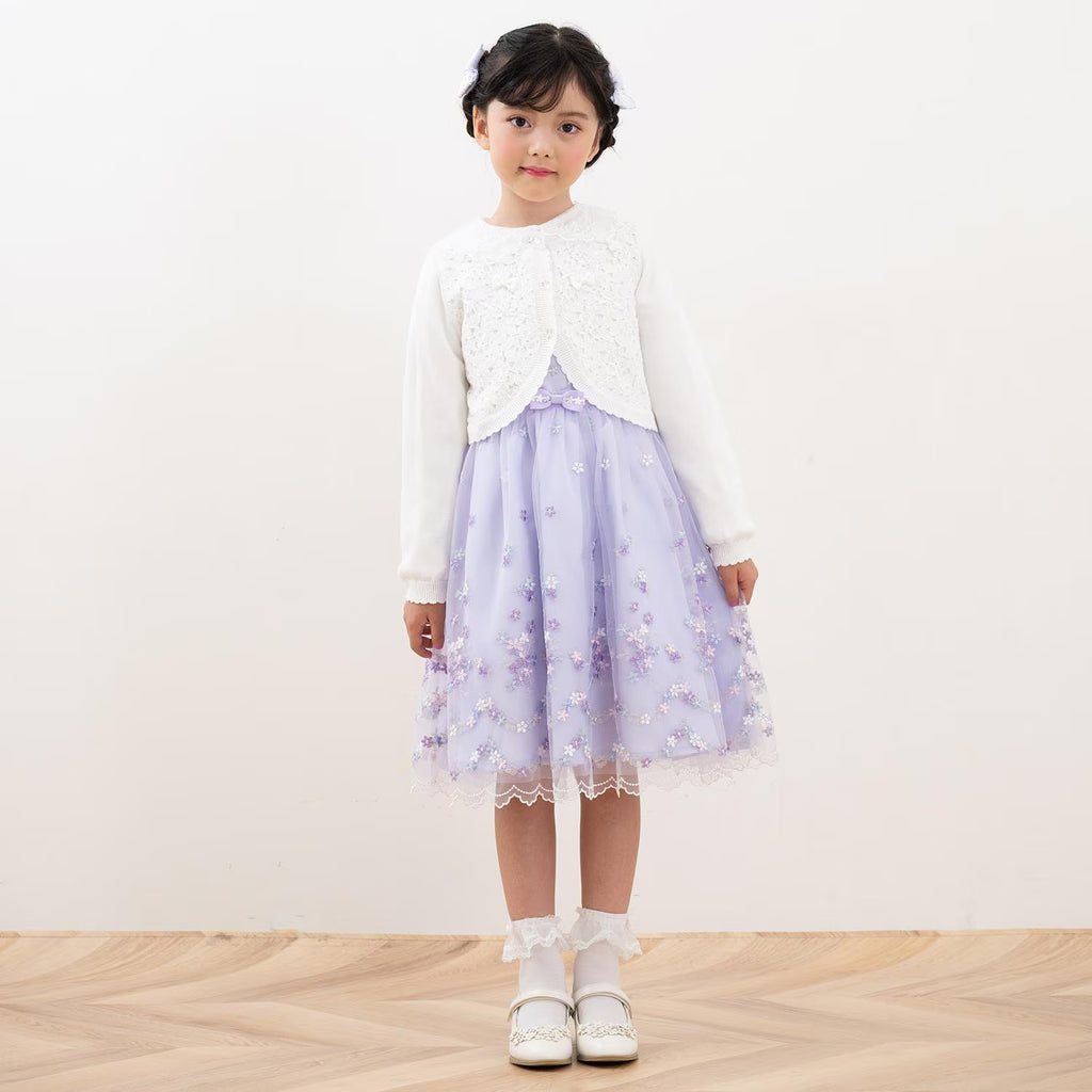 Mezzo Piano Kids Skirt Japanese Mezzo Piano Embroidered Flower Pattern One-Piece 2 Colors 