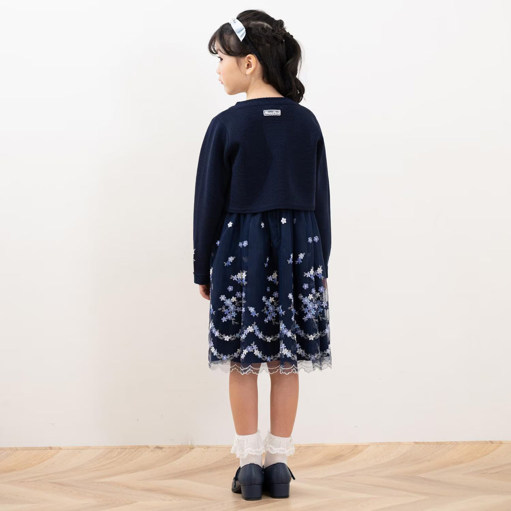 Mezzo Piano Kids Skirt Japanese Mezzo Piano Embroidered Flower Pattern One-Piece 2 Colors 