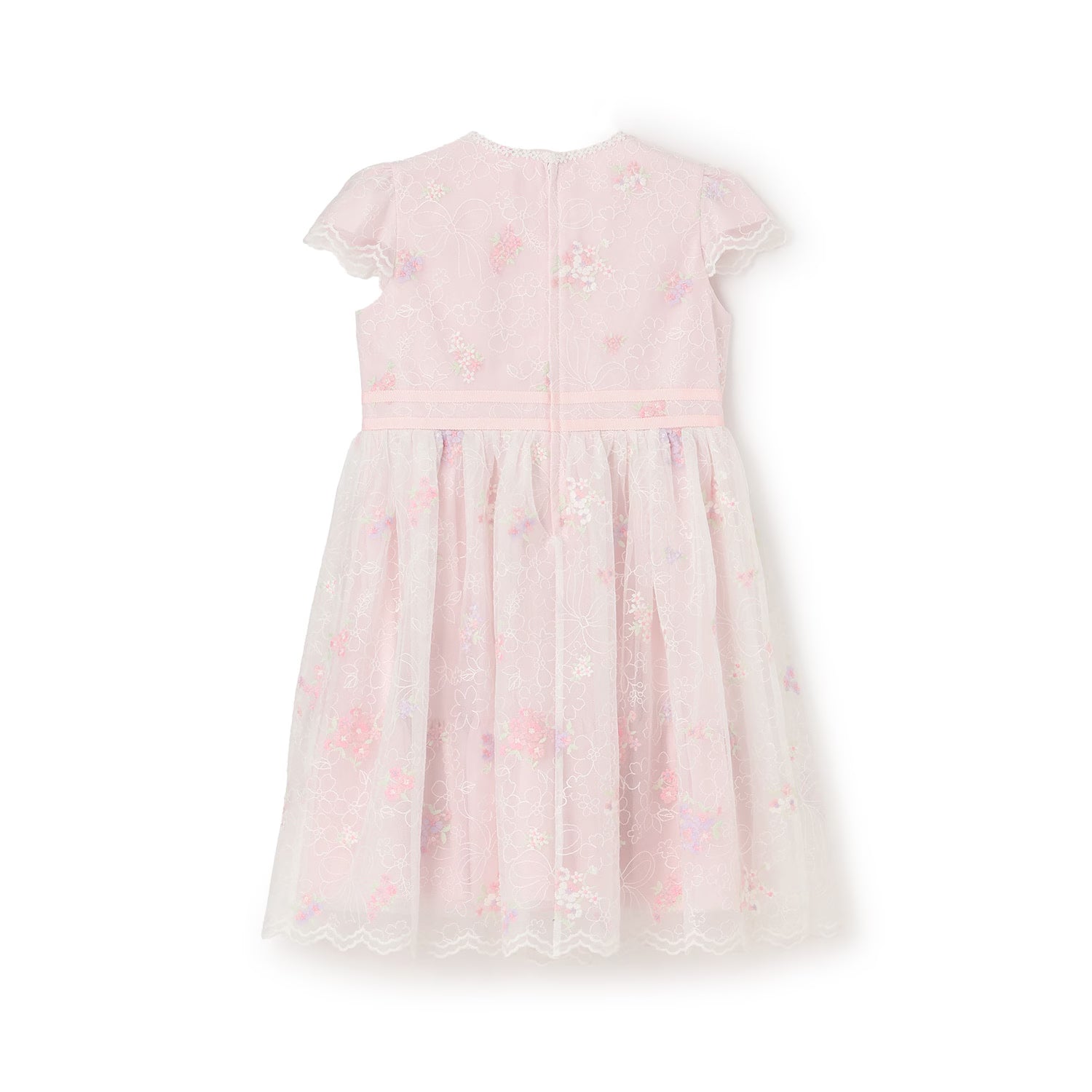 Mezzo Piano Kids Skirt Japanese Mezzo Piano Flower Motif Lace Embroidery One Piece Pink 