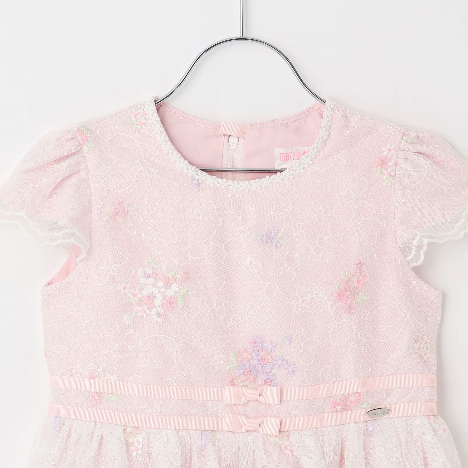Mezzo Piano Kids Skirt Japanese Mezzo Piano Flower Motif Lace Embroidery One Piece Pink 