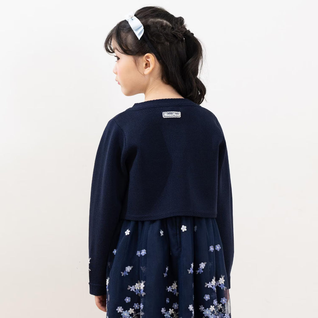 Mezzo Piano Kids Cardigan Japanese Mezzo Piano Cardigan Flower Embroidery Knit Bolero 2 Colors 