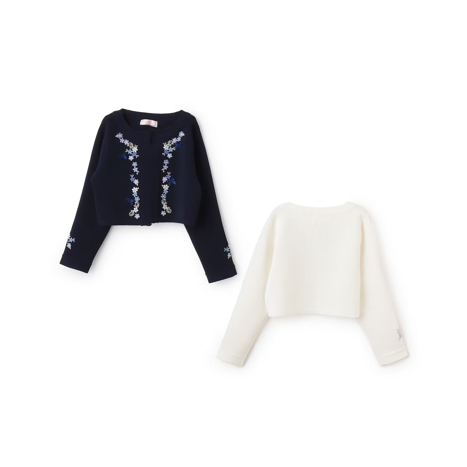 Mezzo Piano Kids Cardigan Japanese Mezzo Piano Cardigan Flower Embroidery Knit Bolero 2 Colors 