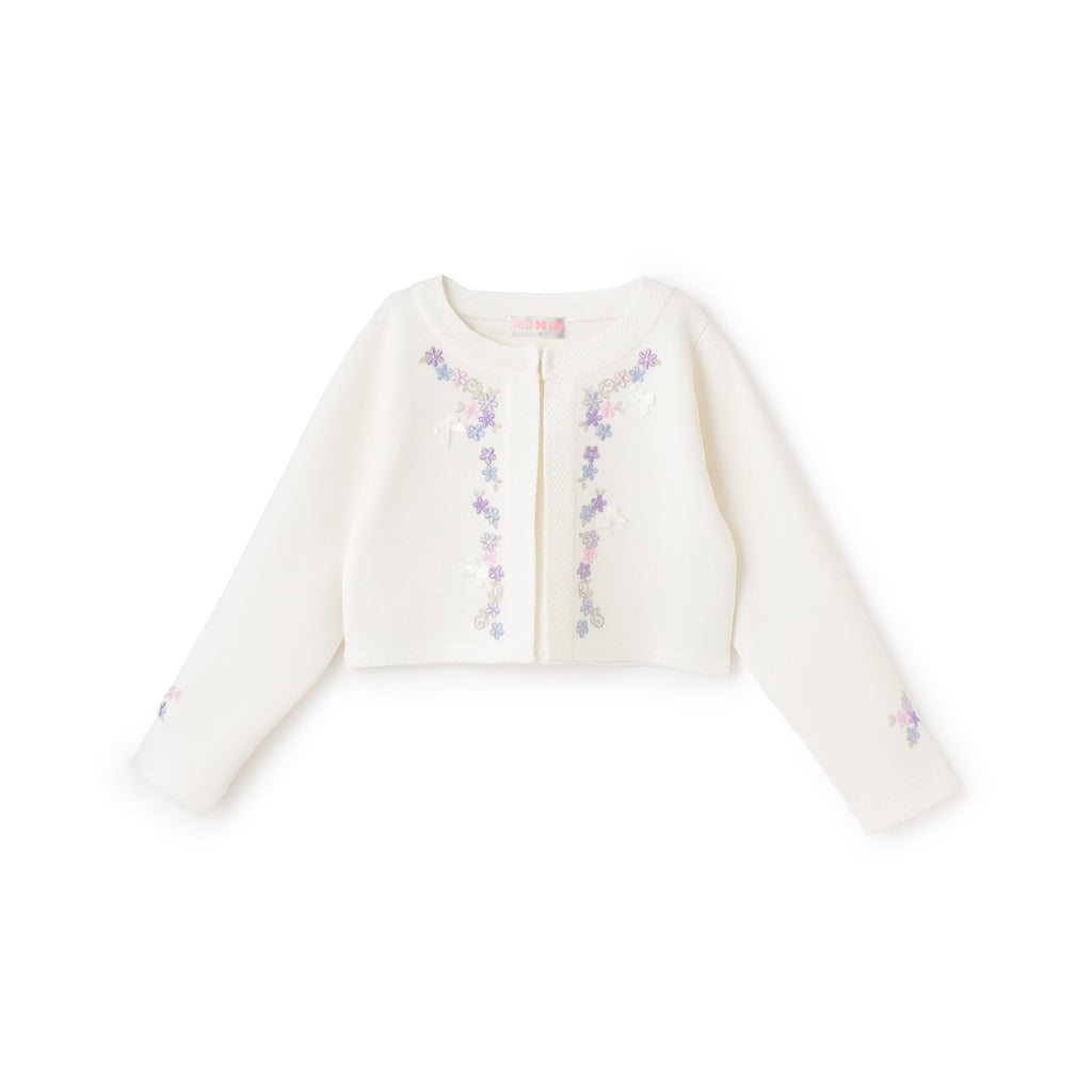 Mezzo Piano Kids Cardigan Japanese Mezzo Piano Cardigan Flower Embroidery Knit Bolero 2 Colors 