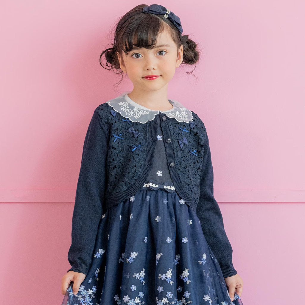 Mezzo Piano Kids Cardigan Japanese Mezzo Piano Cardigan Lace Knit Ribbon Bolero 2 Colors 